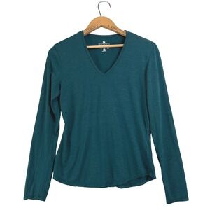 SEGMENTS Womens V-Neck Long Sleeve 100% Merino Wool Base Layer Top Size Small